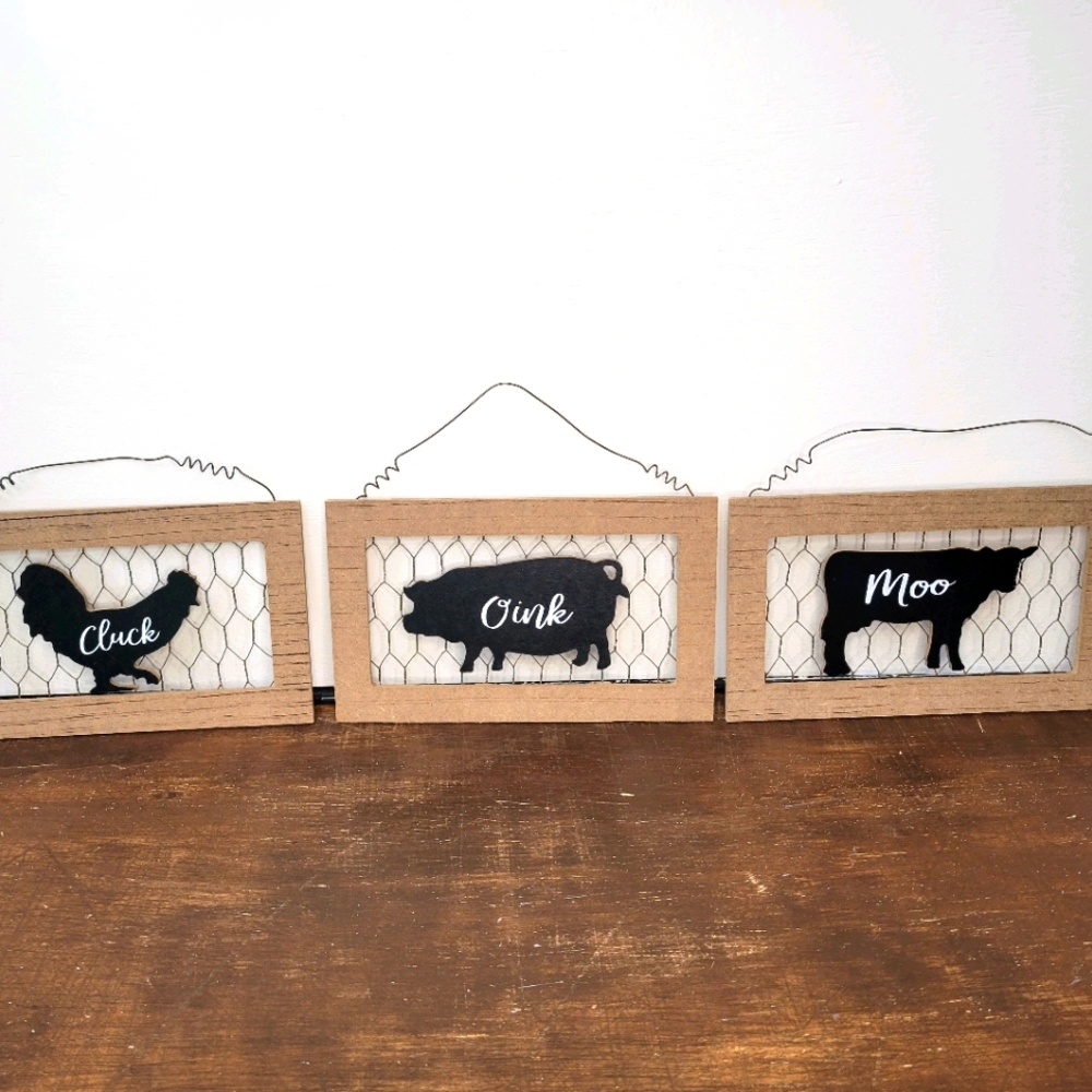 Set of 3 Mini Farmhouse Decor chicken, cow, 🐖pig
